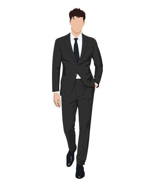 A man in a business suit on a white background. Vector illustration in flat style - Vector, afbeelding