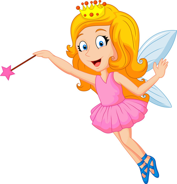 Cartoon fairy with magic wand - Vector, Image