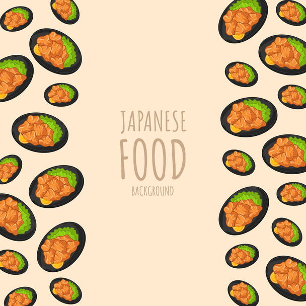 cartoon karaage, japanese food frame border backgroun - Wektor, obraz