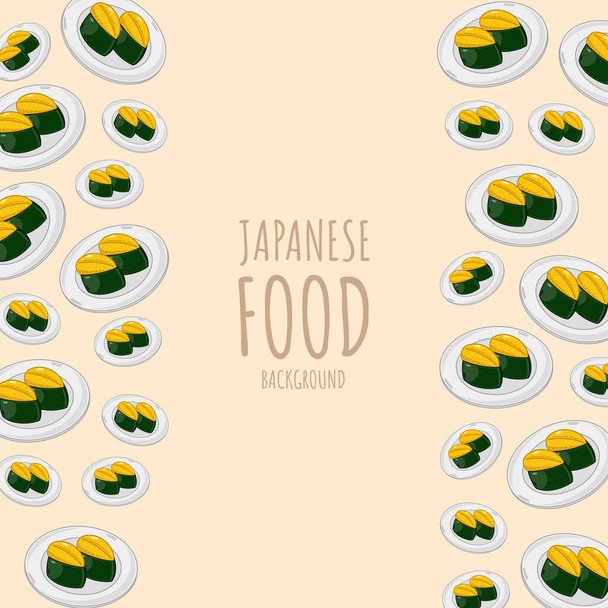 cartoon sushi-sea urchin, japanese food frame border backgroun - Vettoriali, immagini
