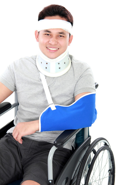 injured young man in wheelchair  - Фото, зображення