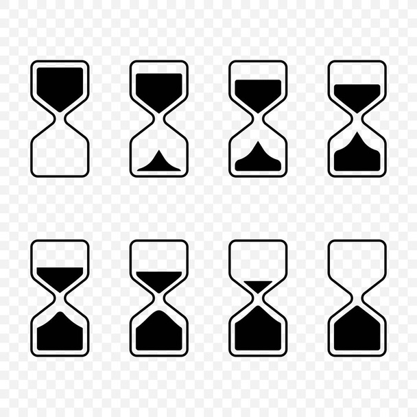 Hourglass icon set. Sandglass symbol for animation frames. Vector illustration - Wektor, obraz