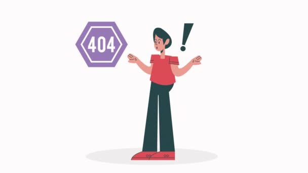 404 ошибка подключения с анимацией человека, 4k видео анимированных - Кадры, видео