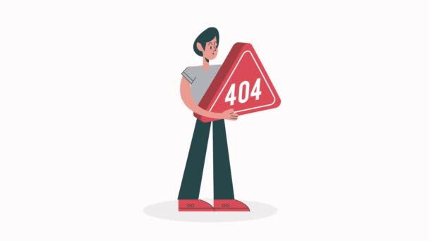 404 connectivity error with man lifting signal ,4k video animated - Video, Çekim