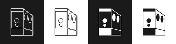 Set Case van computer pictogram geïsoleerd op zwart-wit achtergrond. Computer server. Werkstation. Vector - Vector, afbeelding