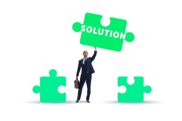 Business solution concept with the jigsaw puzzle pieces - Fotoğraf, Görsel