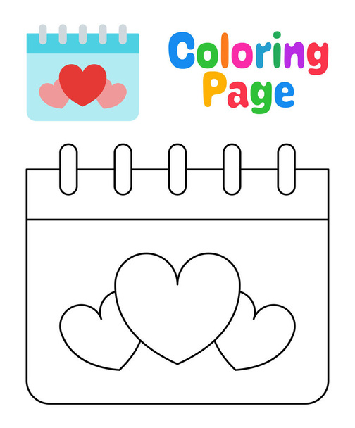 Coloring page with Calendar for kids - Wektor, obraz