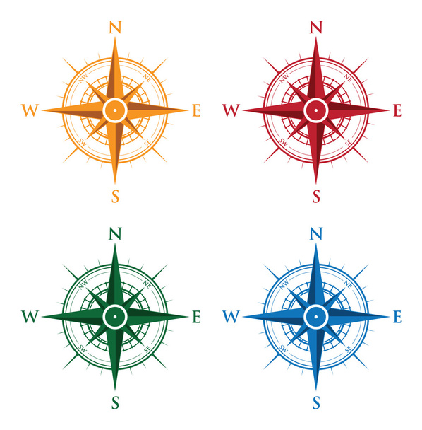 Colorido conjunto de brújulas
 - Vector, Imagen