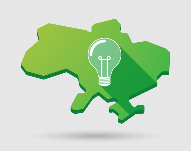 Ukraine green map icon with a light bulb - Vector, Image