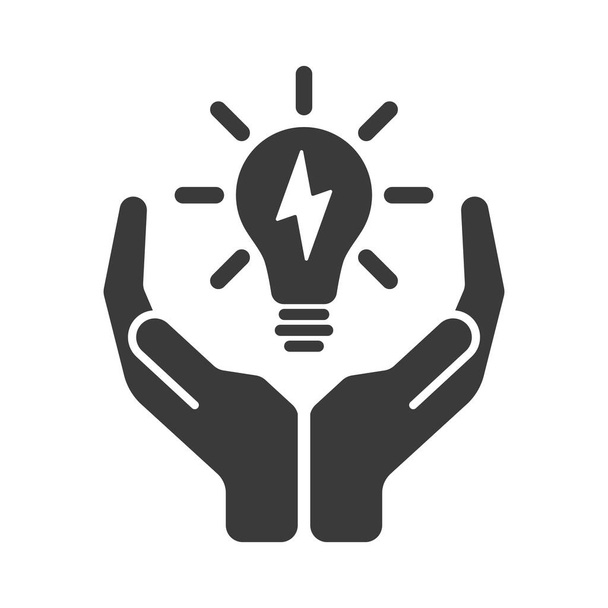 Saving electricity glyph icon isolated on white background.Vector illustration. - Vecteur, image