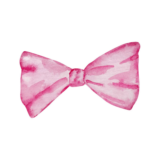 Watercolor pink bow Valentine Day, for festive design - Foto, imagen