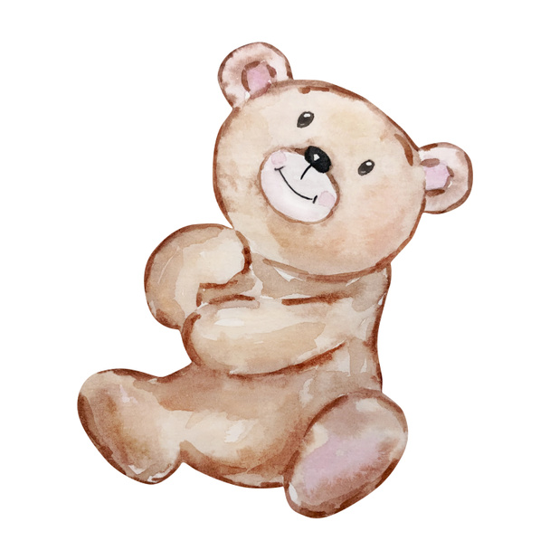 Watercolor cute Teddy Bear Valentines Day, for festive design - Foto, Imagem