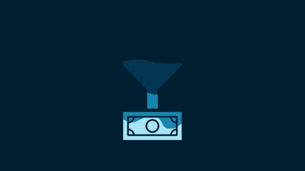 White Lead management icon isolated on blue background. Funnel with people, money. Target client business concept. 4K Video motion graphic animation. - Felvétel, videó