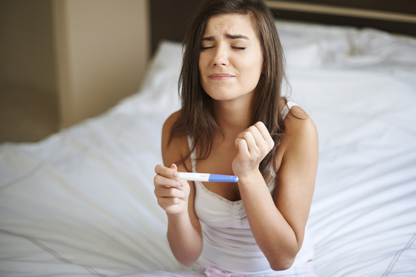 Woman with pregnancy test - Fotó, kép