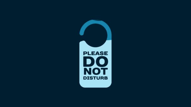 White Please do not disturb icon isolated on blue background. Hotel Door Hanger Tags. 4K Video motion graphic animation. - Felvétel, videó