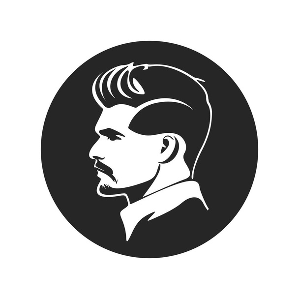 シンプルでパワフルなブラックとホワイトのロゴは、スタイリッシュな男性を特徴としています。ブランドのために. - ベクター画像