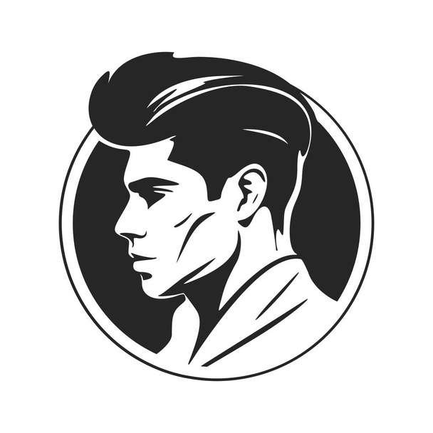 Black and white logo depicting a stylish and brutal man. Elegant style with a sophisticated and sophisticated look. - Vektor, kép