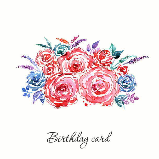Birthday card with roses bouquet. - Vector, Image
