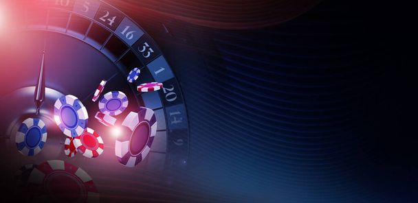 Roulette Casino Game Bet Concept Background with Right Side Copy Space. 3D Rendered Illustration. - Zdjęcie, obraz