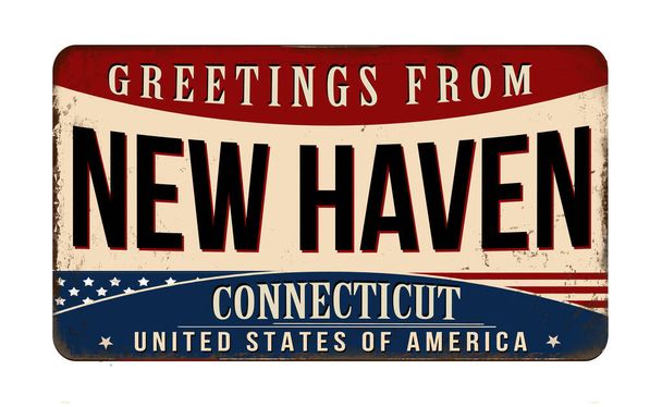 Greetings from New Haven vintage rusty metal sign on a white background, vector illustration - Vektör, Görsel