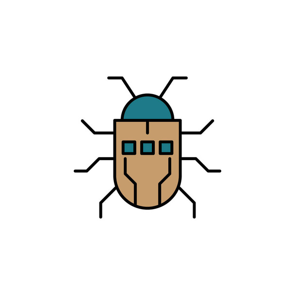 Robotics beetle robot bug outline icon. Signs and symbols can be used for web, logo, mobile app, UI, UX on white background colored icon - Wektor, obraz