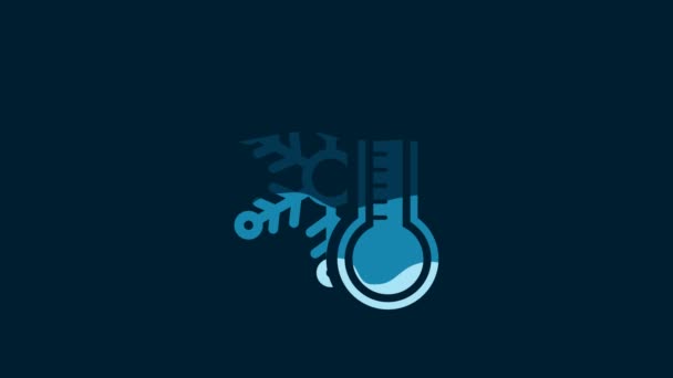 White Thermometer with snowflake icon isolated on blue background. 4K Video motion graphic animation. - Imágenes, Vídeo