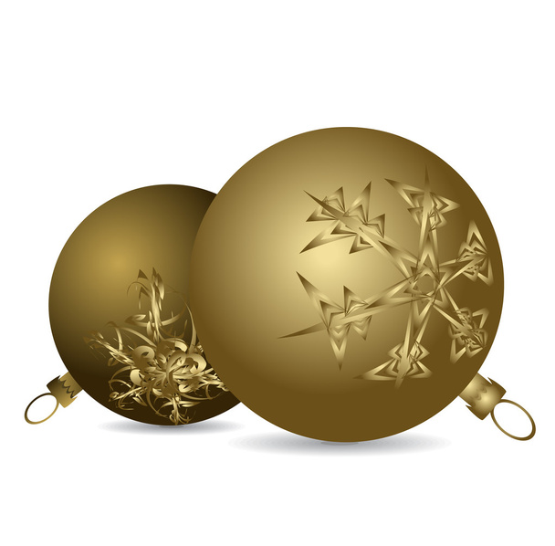 Golden Christmas bulbs - Vector, Image