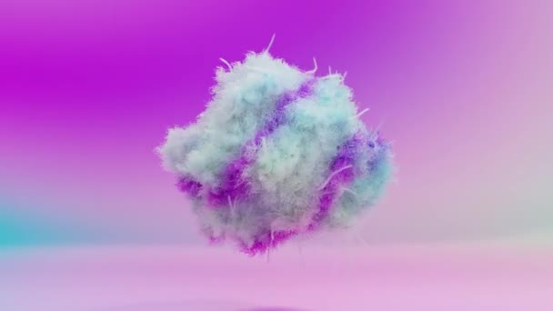 loop animation of fur pompon, ball of hair, fluffy ball, colorful furry sphere, fur ball isolated, cotton wool, Kitten hair, 3d render - Metraje, vídeo