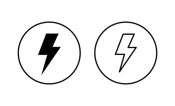 Şimşek simgeleri ayarlandı. Elektrik işareti ve sembol. Güç simgesi. enerji işareti - Vektör, Görsel