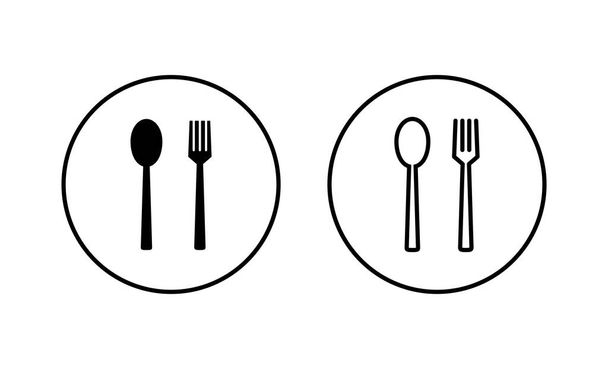 スプーンとフォークのアイコンセット。スプーンフォークナイフアイコンベクトル。レストランの看板や記号 - ベクター画像