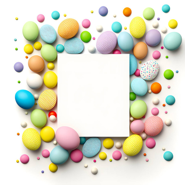 Bright Easter egg with blank space in middle, perfect for adding text or graphics. Ideal for social media, websites & marketing. Celebrate Easter and Spring with this colorful and lively image - Foto, Bild
