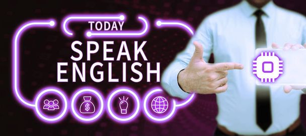 Kézírás szöveg Beszélj angolul, Üzleti ötlet Tanulmány egy másik idegen nyelv Online szóbeli kurzusok - Fotó, kép
