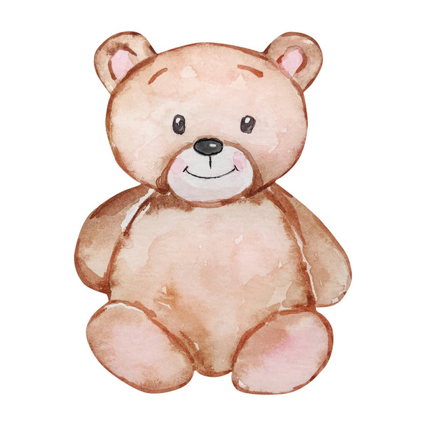 Watercolor cute Teddy Bear Valentines Day, for festive design - Photo, image