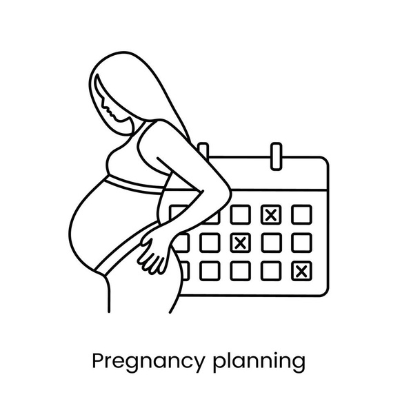 Pregnancy planning icon line in vector - Vector, afbeelding