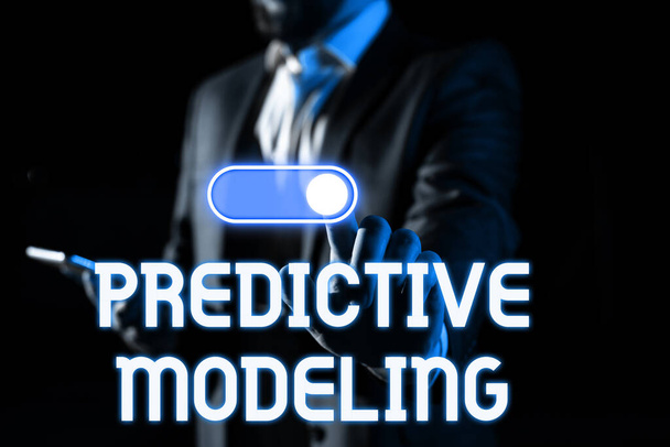 Текст, показывающий вдохновение Предсказуемое моделирование, стратегия поддержания бизнес-идей, основанная на прогнозирующей аналитике - Фото, изображение