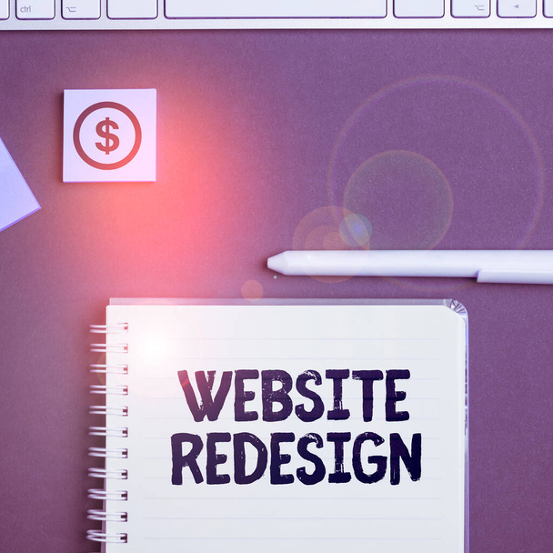 Text sign showing Website Redesign, Word Written on modernize improver or evamp your websites look and feel - Foto, Imagem