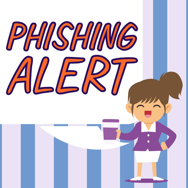 Tekstin näyttäminen Phishing Alert, Internet Concept tietoinen petollisesta yrityksestä saada arkaluonteista tietoa - Valokuva, kuva