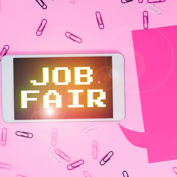 Firma autografa Job Fair, Word Scritto su Un evento in cui una persona può richiedere un lavoro in più aziende - Foto, immagini
