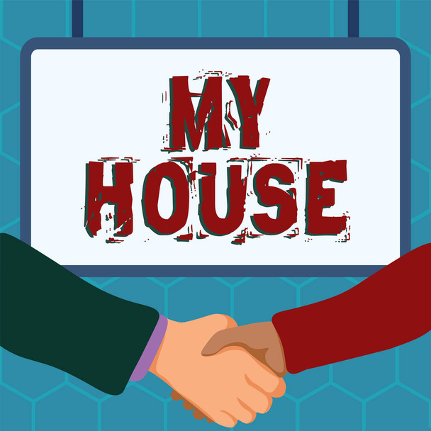 Знак "Мой дом", витрина "Бизнес" Место или здание, где я живу с людьми, которых любил - Фото, изображение