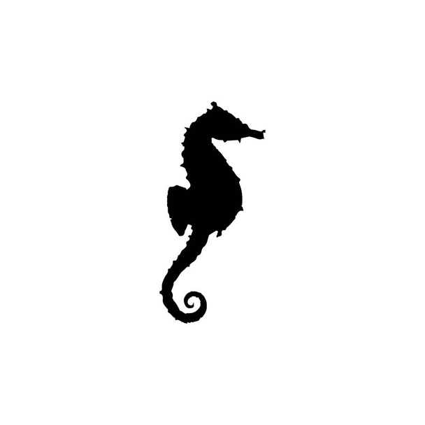 Значок морського коня. Простий стиль морських подорожей агентство постер фонового символу. Елемент дизайну логотипу бренду Seahorse. Друк футболок з морськими конями. вектор для наклейки
. - Вектор, зображення