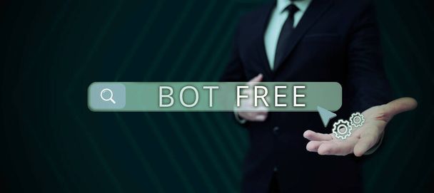 Szöveges tábla mutatja Bot Free, Business bemutatja a számítógépes program, amely automatikusan működik Internet robotok - Fotó, kép