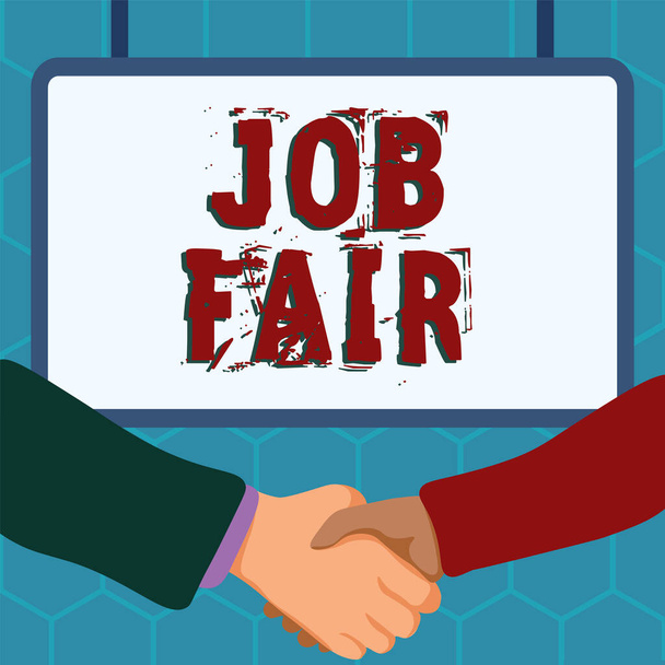 Text sign showing Job Fair, Business overview An event where a person can apply for a job in multiple companies - Foto, Imagen
