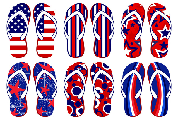 Amerikaanse vlag slippers - Vector, afbeelding
