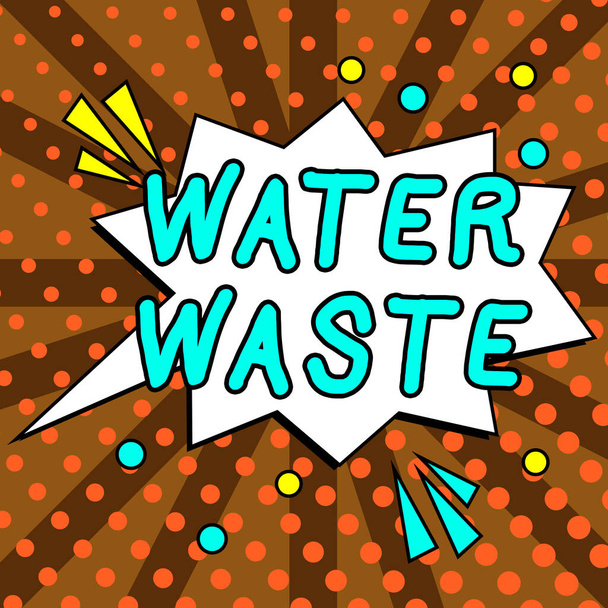 Escribir mostrando texto Water Waste, Concepto de negocio líquido que se ha utilizado como parte de un proceso industrial - Foto, Imagen