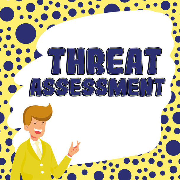 Hand writing sign Threat Assessment, Business overview determining the seriousness of a potential threat - Photo, Image