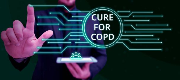 Text caption presenting Cure For Copd, Concept meaning Medical treatment over Chronic Obstructive Pulmonary Disease - Photo, Image