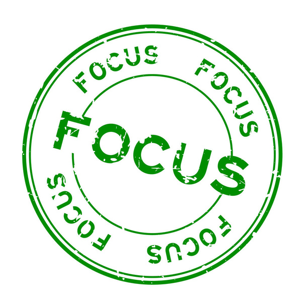 Grunge green focus word round rubber seal stamp on white background - Vector, afbeelding