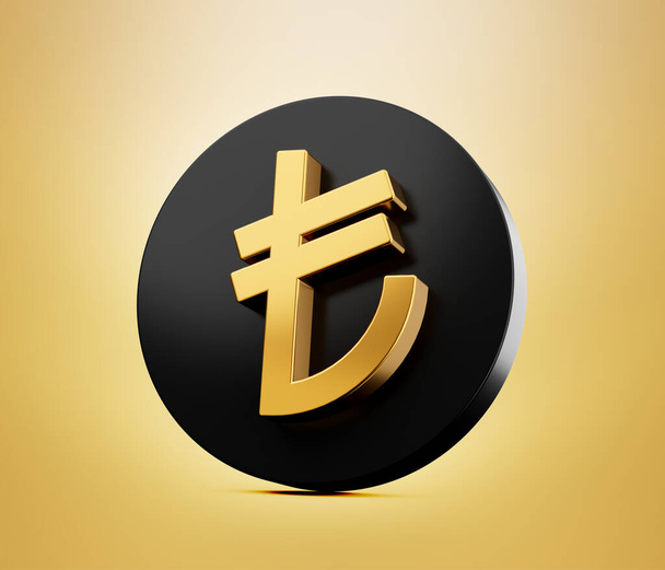 Shiny golden Turkish Lira Sign. TL currency symbol. Turkish Money. 3d illustration isolated background - Foto, Imagen