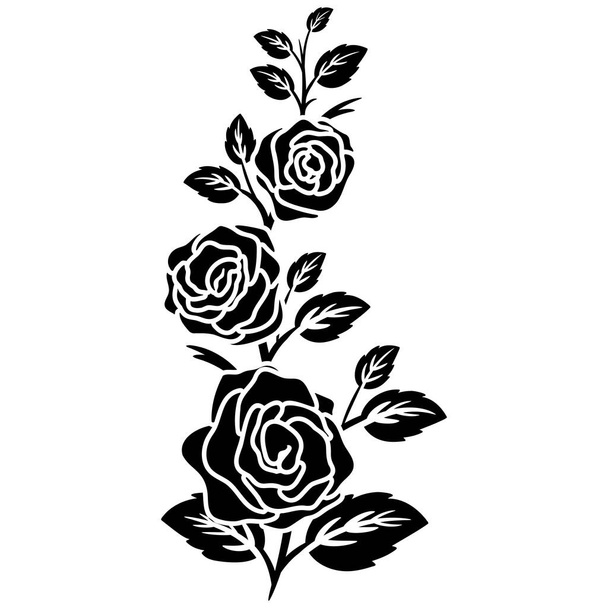 silueta černá motiv růže květ kvetoucí dekorace pozadí vektor ilustrace - Vektor, obrázek