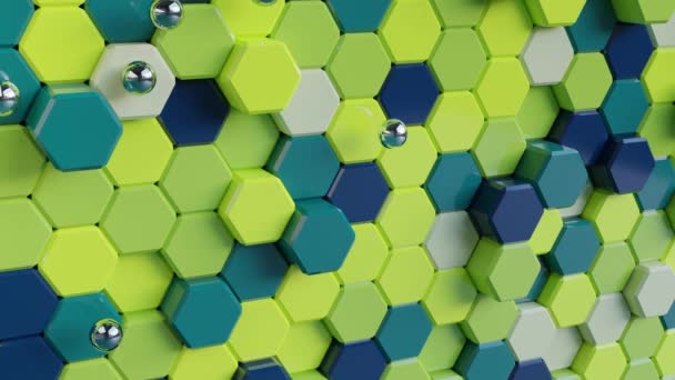 Iron balls fall on colorful hexagons, oddly satisfying animation, 3d render - Filmmaterial, Video
